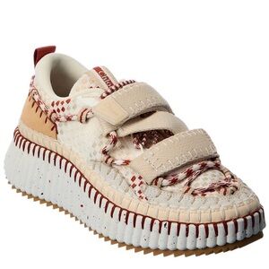Chloe Beige and Burgundy Sneakers